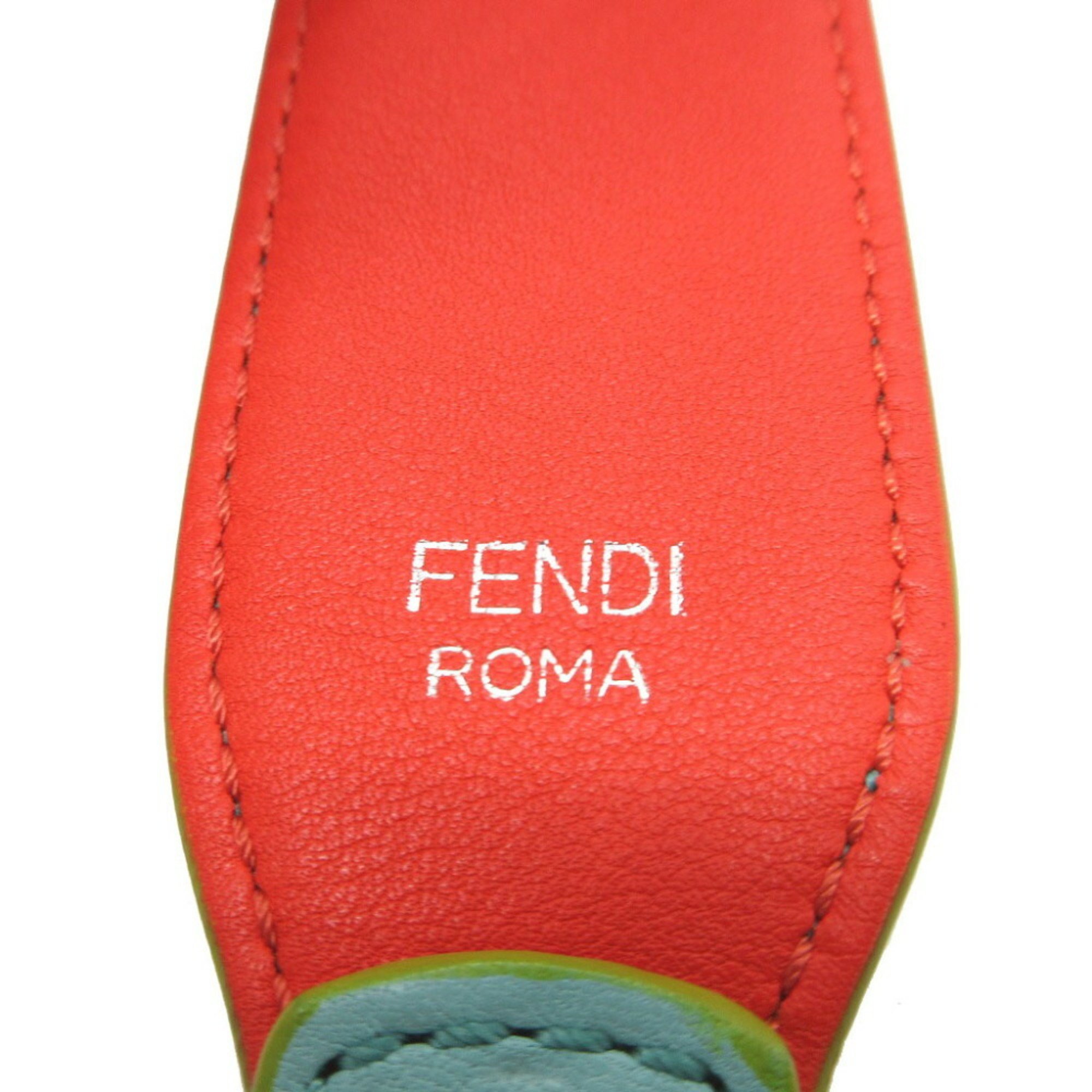 Fendi Strap You Leather Light Blue Orange Shoulder 0212FENDI 6A0212IZZ5