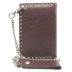 Valentino Rockstud Leather Bordeaux Chain Wallet Bi-fold 0050VALENTINO 6C0050II5