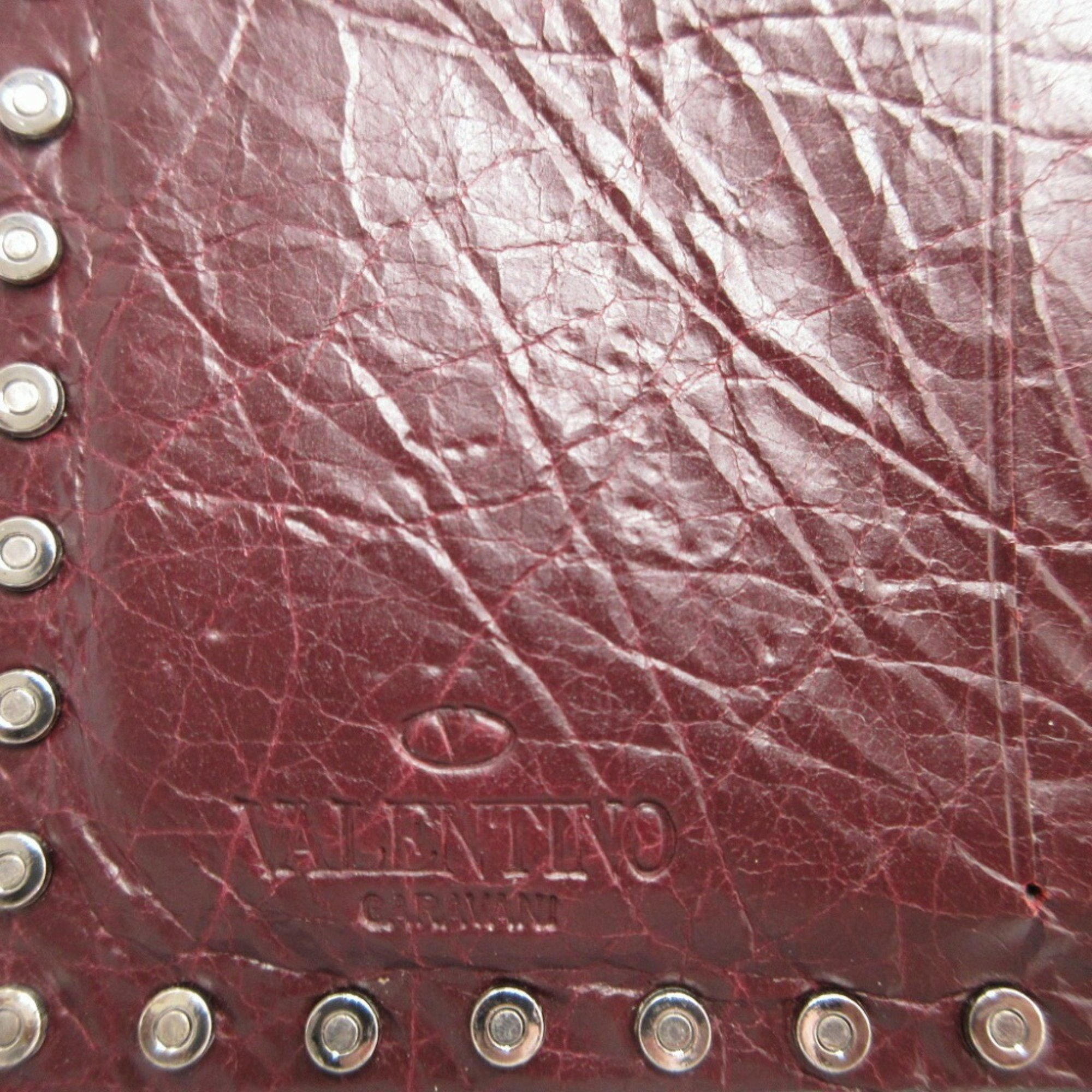 Valentino Rockstud Leather Bordeaux Chain Wallet Bi-fold 0050VALENTINO 6C0050II5