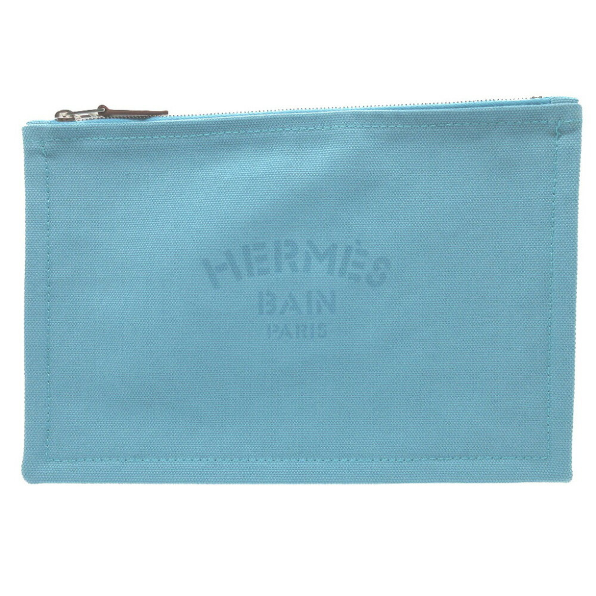 Hermes Yachting GM Canvas Light Blue Pouch 0141HERMES 6A0141BB4