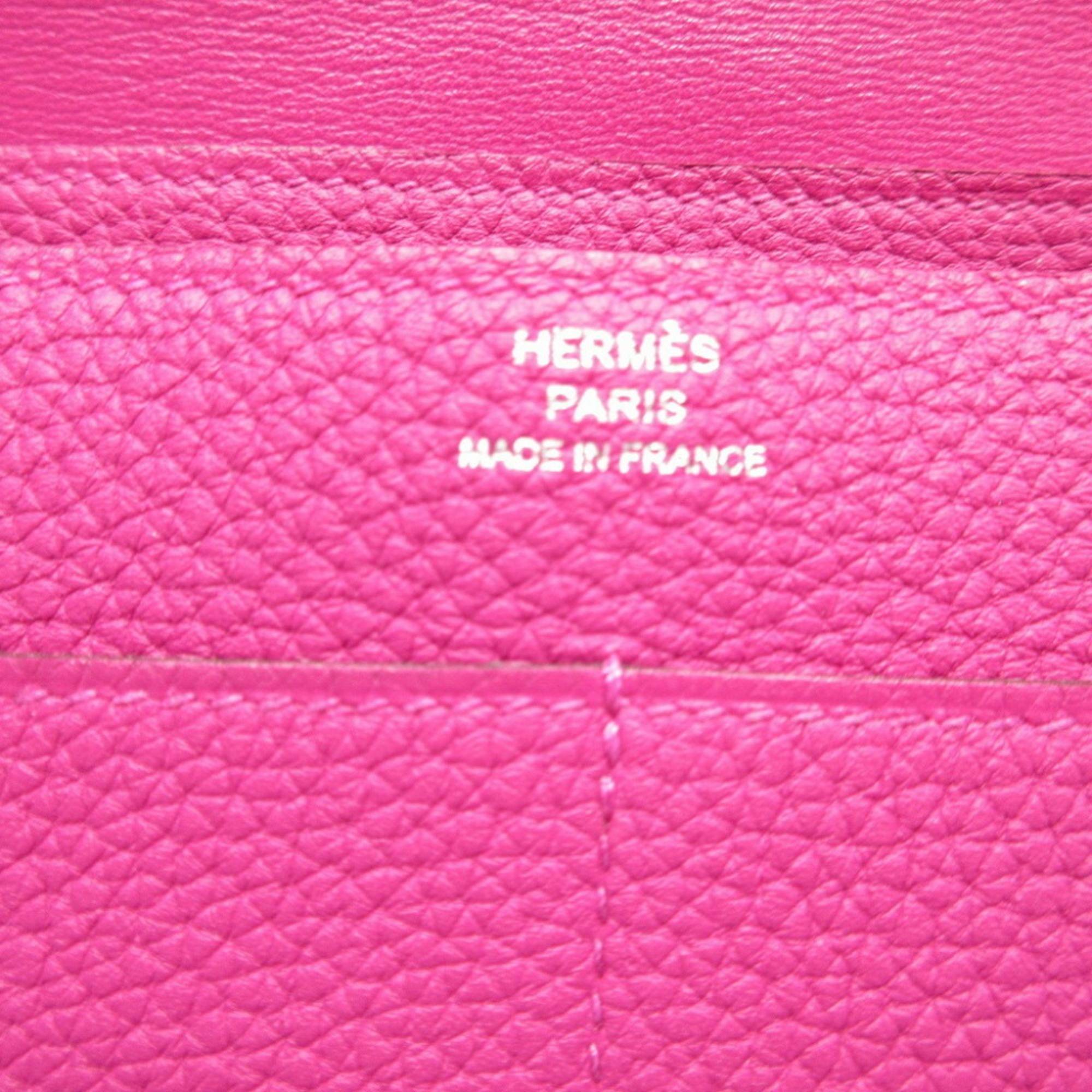 Hermes Dogon GM Togo C stamp (2018 model) Rose purple long wallet 0178HERMES 6B0178GIG5
