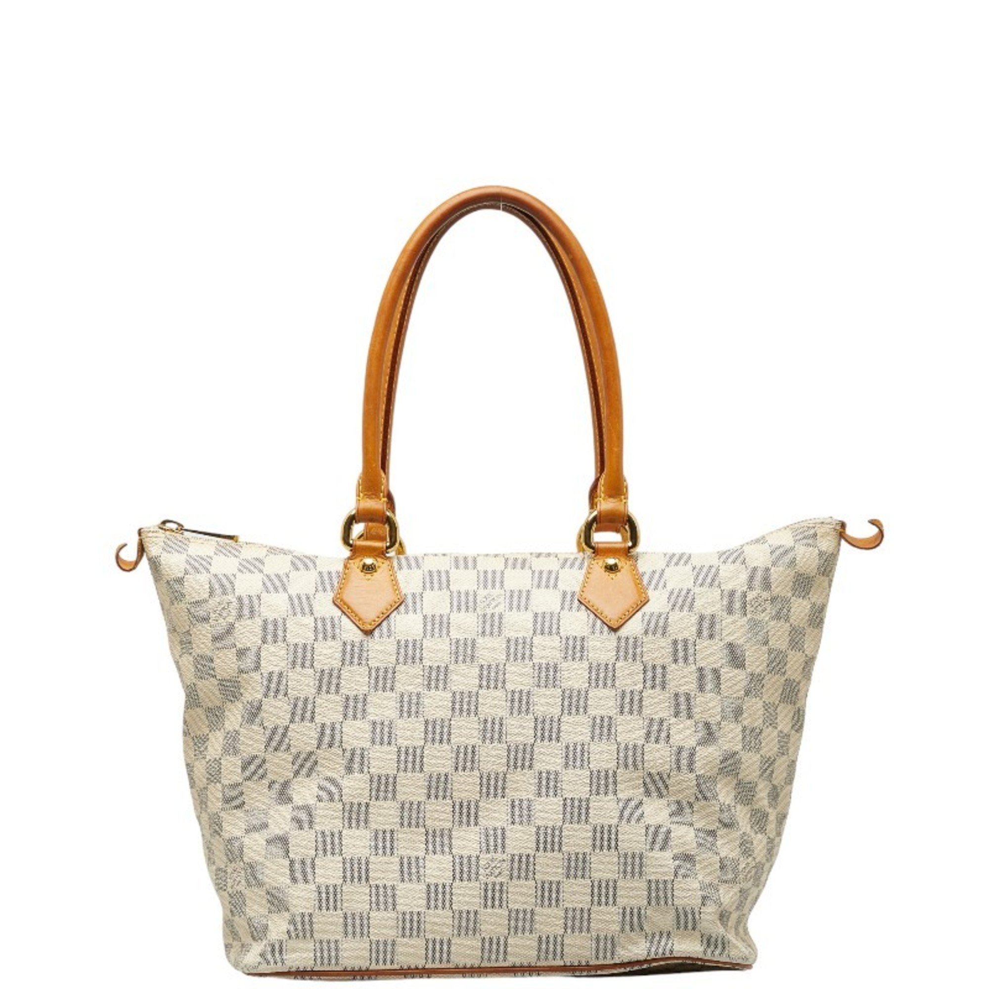 Louis Vuitton Damier Azur Saleya MM Tote Bag Shoulder N51185 White PVC Leather Women's LOUIS VUITTON