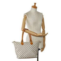 Louis Vuitton Damier Azur Saleya MM Tote Bag Shoulder N51185 White PVC Leather Women's LOUIS VUITTON