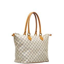 Louis Vuitton Damier Azur Saleya MM Tote Bag Shoulder N51185 White PVC Leather Women's LOUIS VUITTON