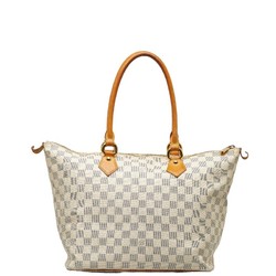 Louis Vuitton Damier Azur Saleya MM Tote Bag Shoulder N51185 White PVC Leather Women's LOUIS VUITTON