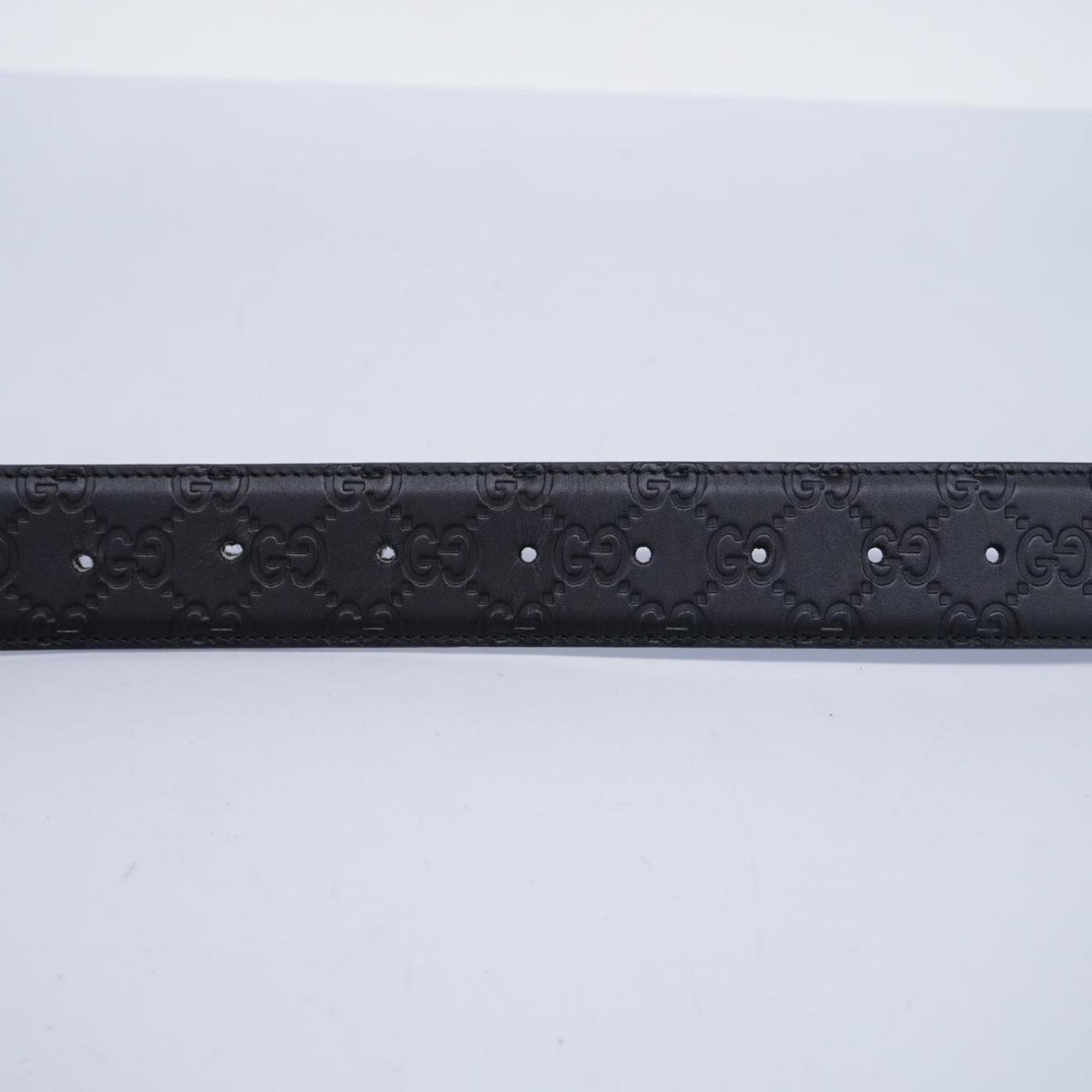 Gucci Belt Guccissima Interlocking G 411924 Leather Black Men's