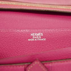 Hermes Long Wallet Bearn Souffle J Chevre Rose Shocking Women's