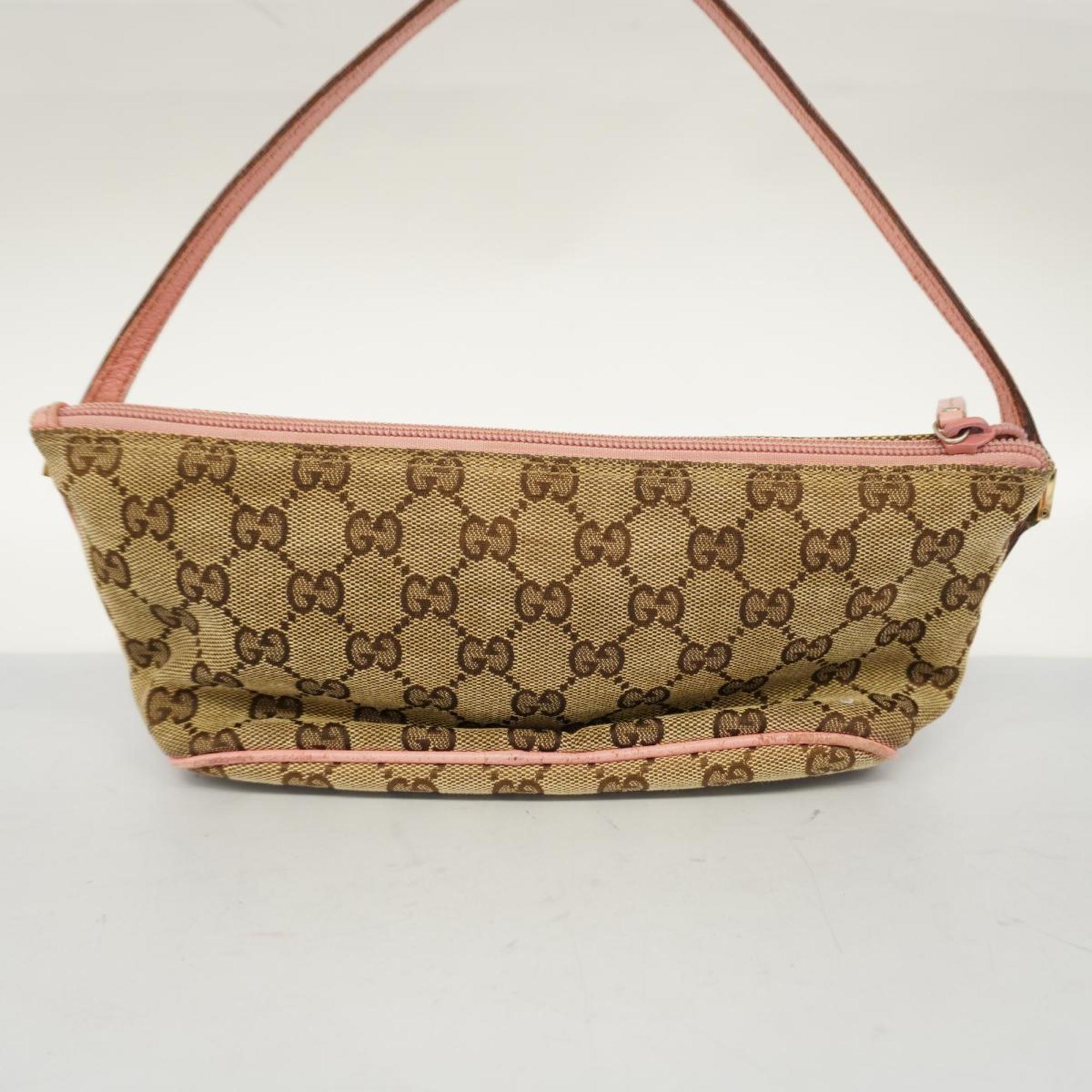 Gucci Pouch GG Canvas 07198 Pink Brown Champagne Women's