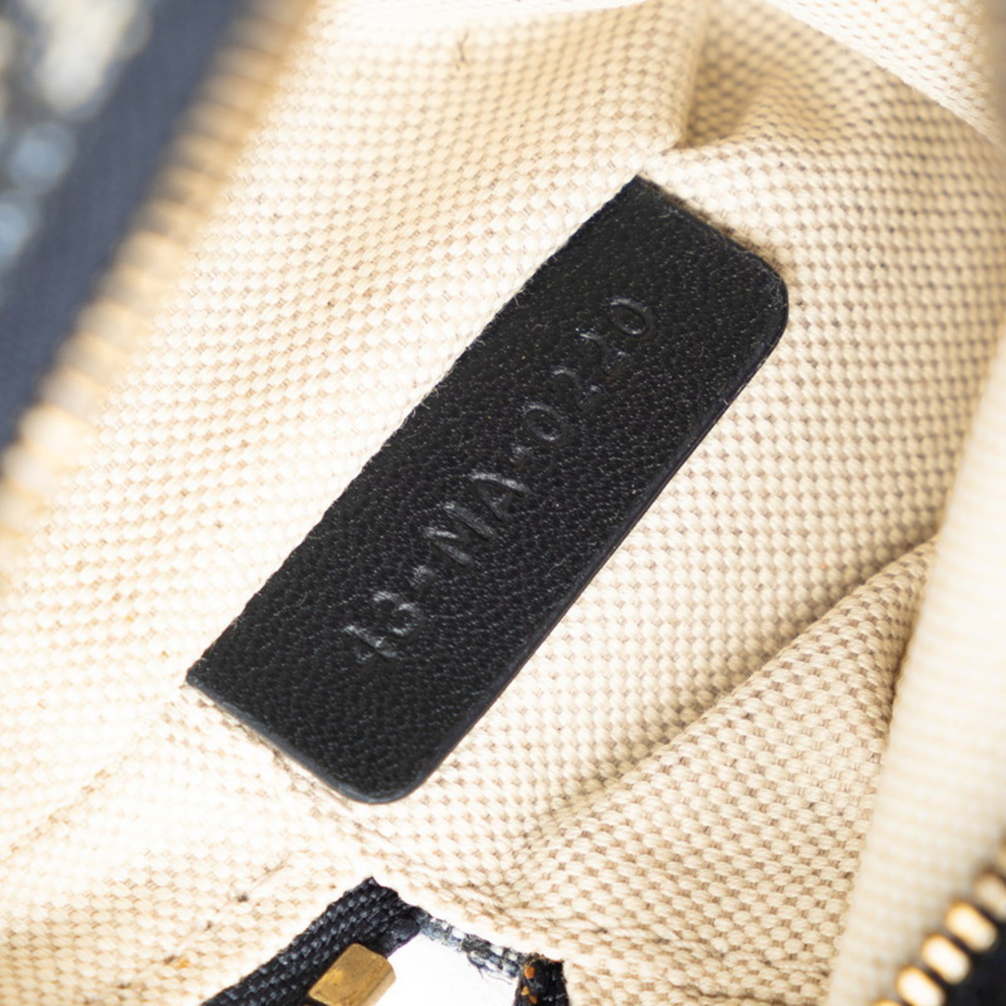 Christian Dior Dior Trotter Pouch Belt Bag Waist Navy Grey Canvas Leather Women's