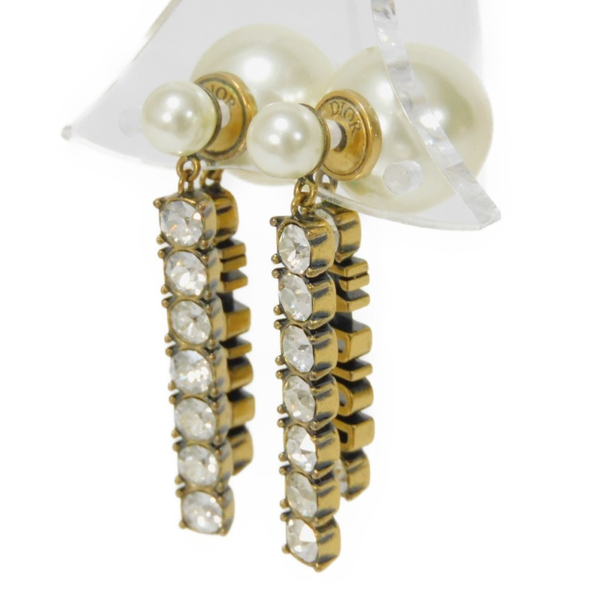 Christian Dior Dior Earrings Tribal J'ADORE Crystal Resin Pearl Stud Swing Ivory E1144TRICY_D908 Women's