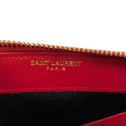Yves Saint Laurent Saint Laurent Paris Monogram Full Zip Wallet Quilted Gray Powder Red YSL Rouge 358094 BOW01 6805 Men's Women's