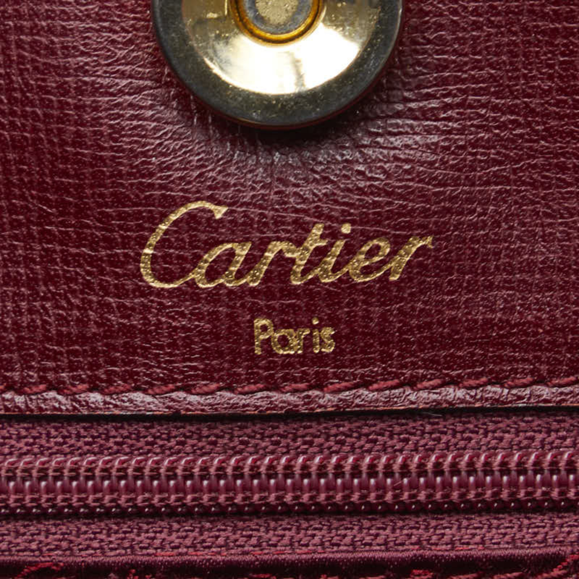 Cartier Must Line Tote Bag Wine Red Bordeaux Leather Women's CARTIER