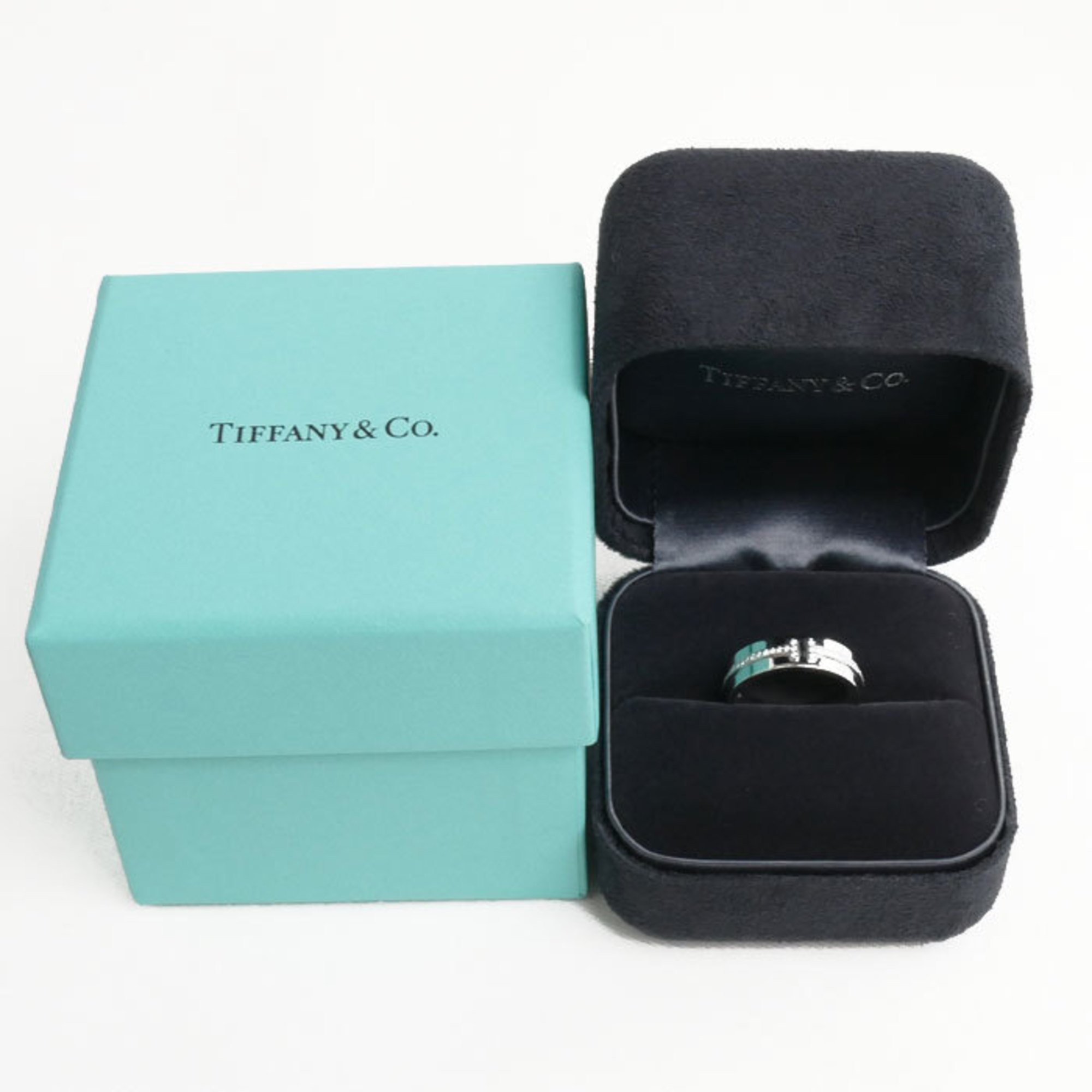 TIFFANY&Co. Tiffany K18WG White Gold T TWO Wide Diamond Ring 60150930 Size 10 7.1g Women's