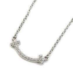 TIFFANY&Co. Tiffany K18WG White Gold T Smile Necklace 62617799 Diamond 2.3g 40-45.5cm Women's