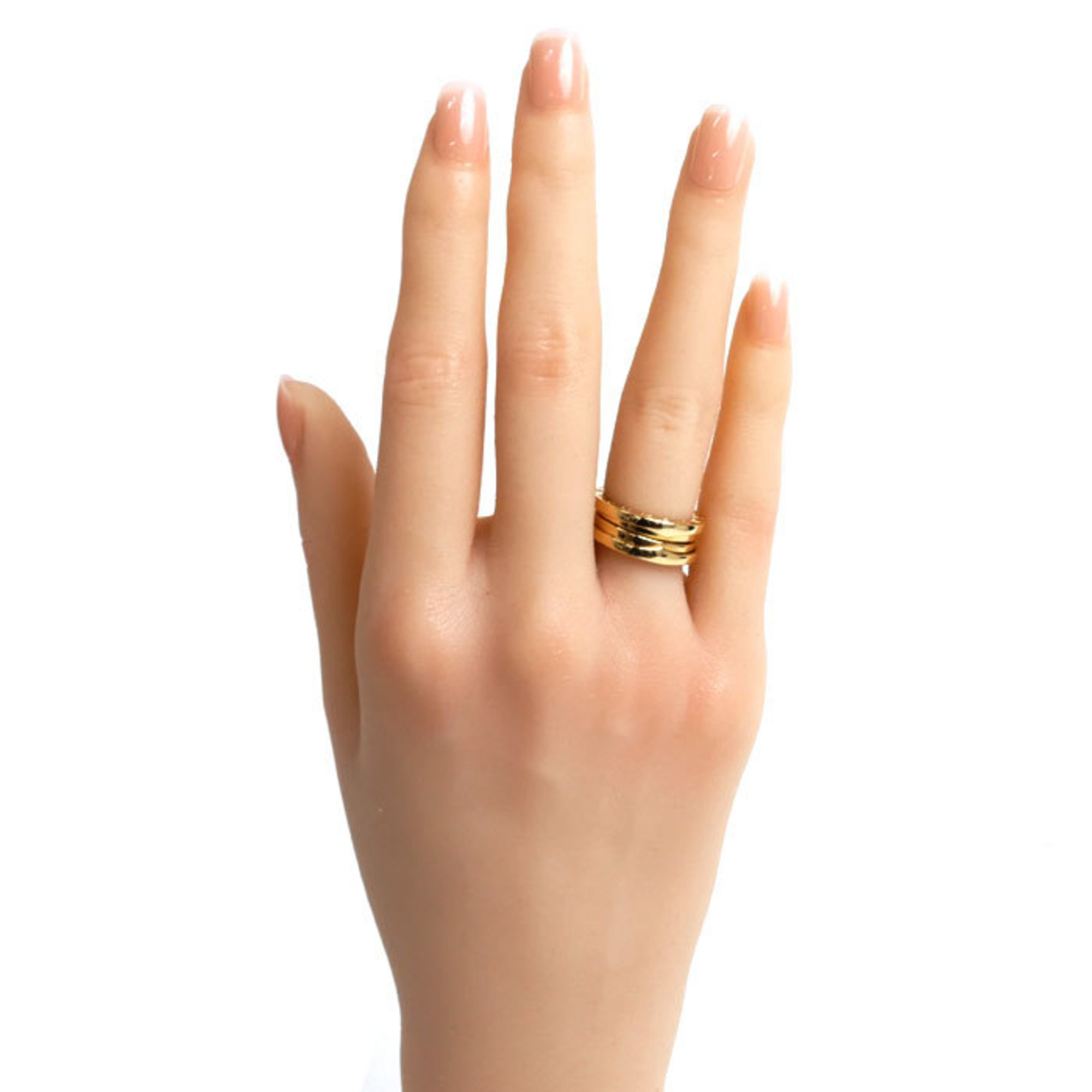 BVLGARI Bvlgari K18YG Yellow Gold B-ZERO1 Three-Band Ring, Size 6.5, 47, 7.7g, Women's