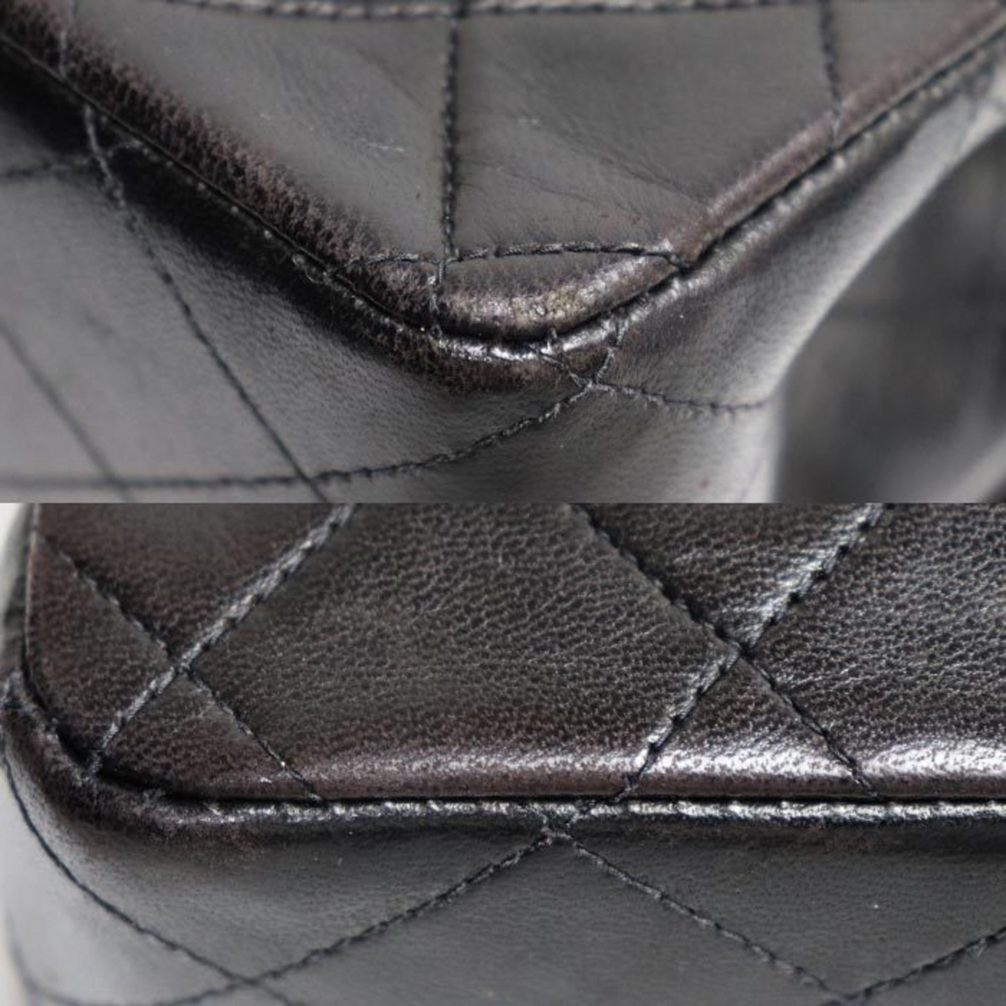 CHANEL Chanel Matelasse W-Flap Chain Shoulder Bag Black A01113 Women's