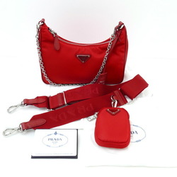 PRADA Re Edition Tessuto Shoulder Bag Red 1BH204 Women's