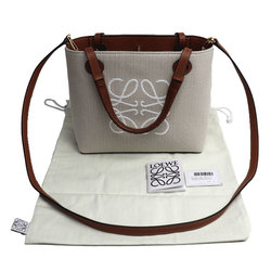 LOEWE Anagram Tote Bag 2-Way Shoulder Ecru x Tan A717S74X01