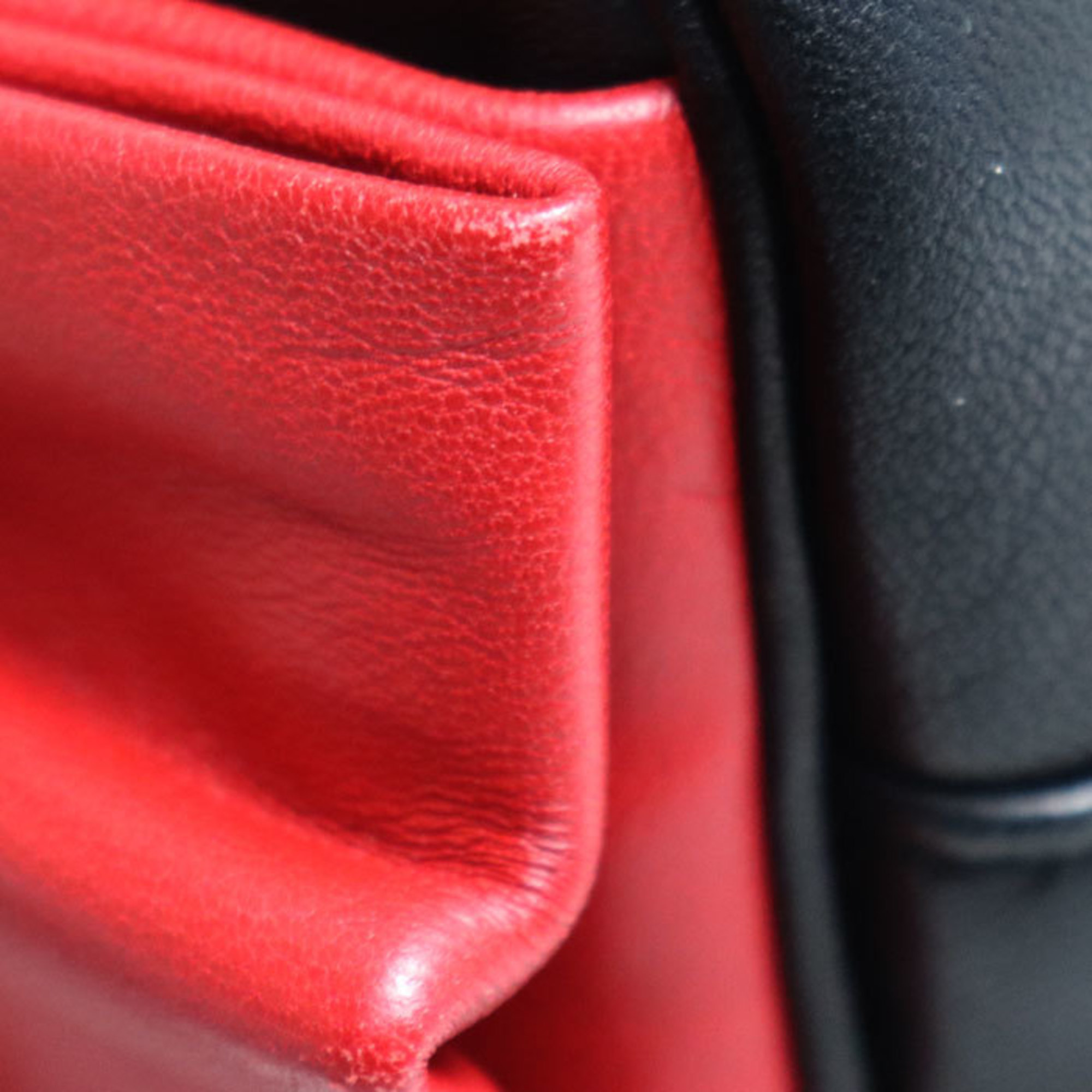 PRADA Prada Ribbon Motif Shoulder Bag Black Red BP0166 2ATN F009A Women's
