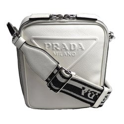 PRADA Saffiano Triangle Shoulder Bag White 2VH154 Men's