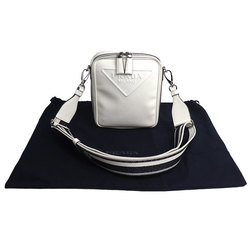 PRADA Saffiano Triangle Shoulder Bag White 2VH154 Men's