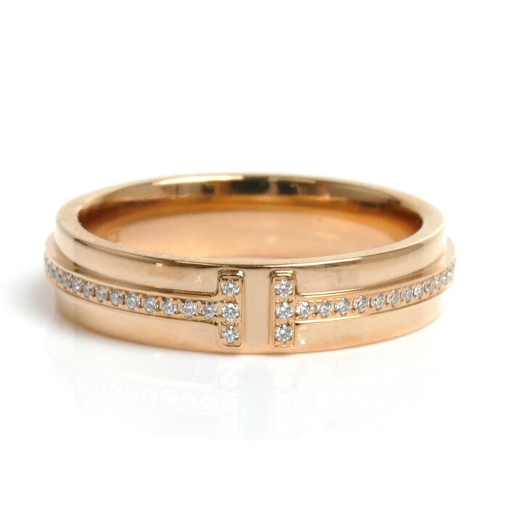 TIFFANY&Co. Tiffany K18PG Pink Gold T TWO Narrow Diamond Ring 60151401 Size 11 5.3g Women's