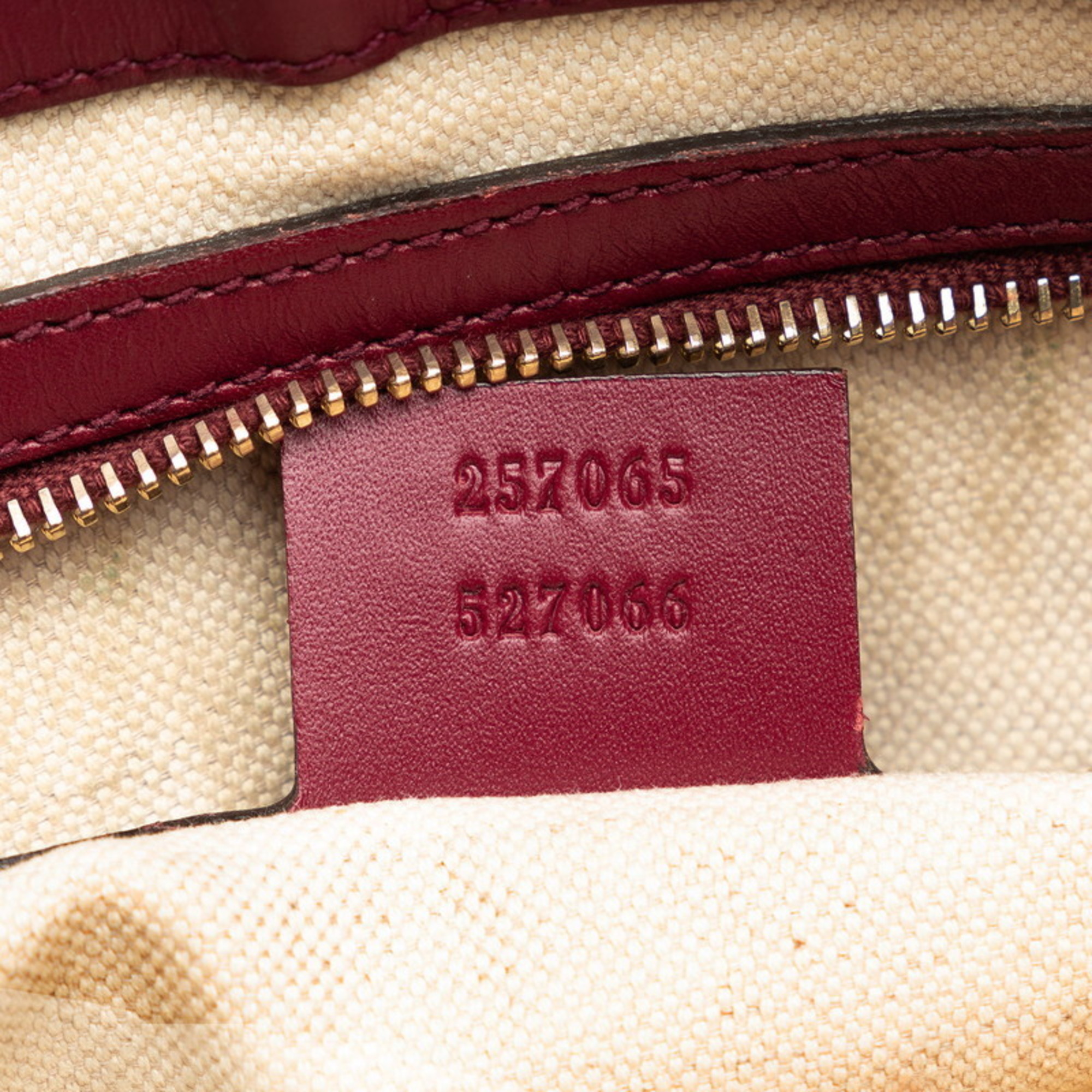 Gucci GG Canvas Princess Shoulder Bag 257065 Beige Wine Red Leather Women's GUCCI