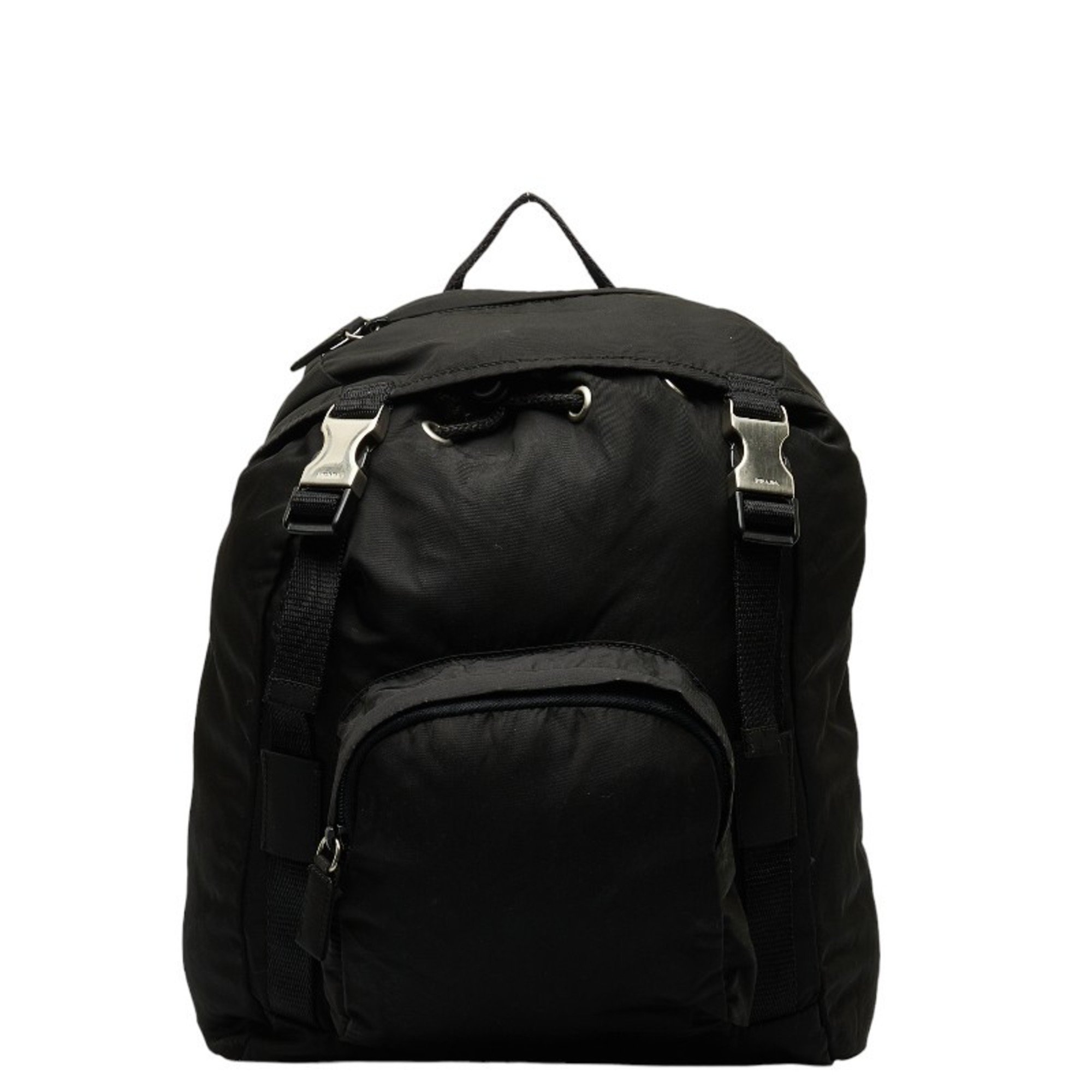 Prada Triangle Plate Backpack Black Nylon Women's PRADA