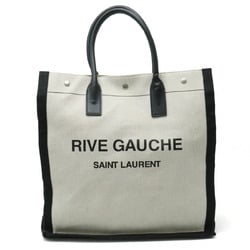 SAINT LAURENT PARIS YSL Yves Saint Laurent RIVE GAUCHE Cabas Rive Gauche Tote Bag Canvas Leather Black Light Gray 632539