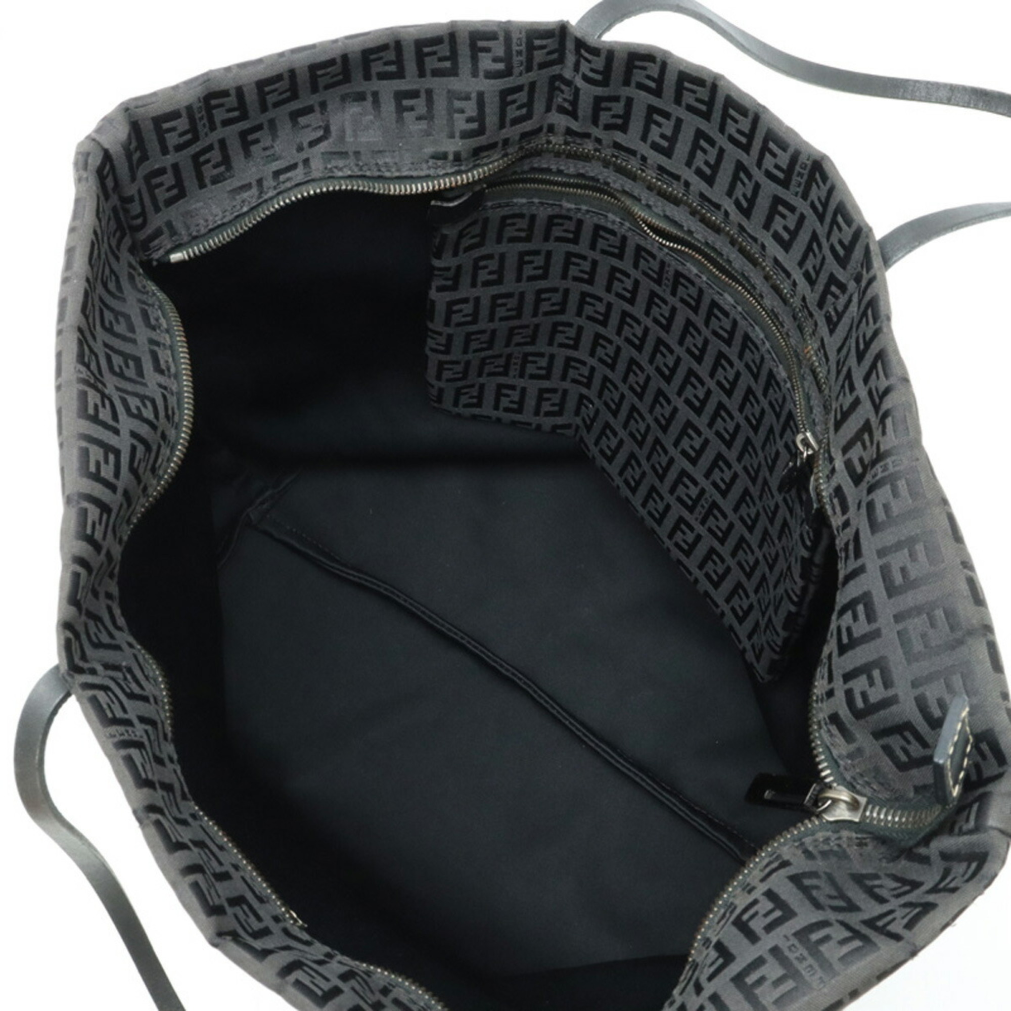 FENDI Zucchino pattern tote bag shoulder canvas leather black 8BH026