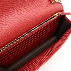 GUCCI Interlocking G Chain Wallet Clutch Bag Long Leather Red 510314