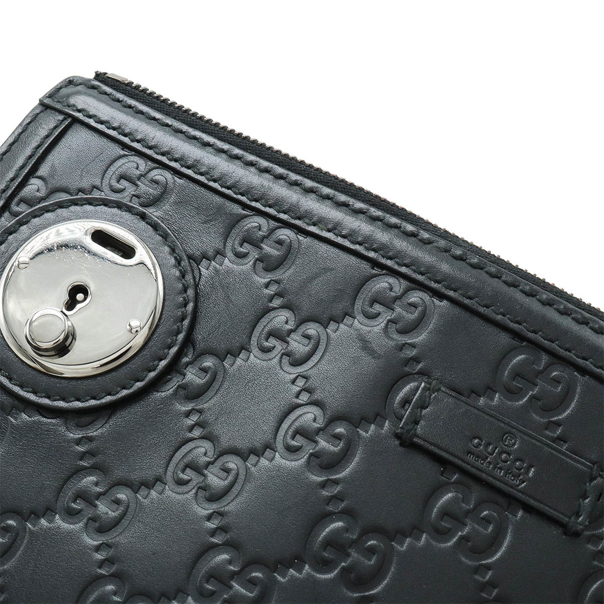 GUCCI Guccissima clutch bag, second handbag, leather, black, 152600
