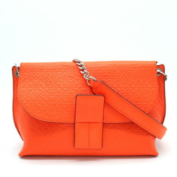 LOEWE Repeat Anagram Avenue Chain Shoulder Bag Leather Neon Orange