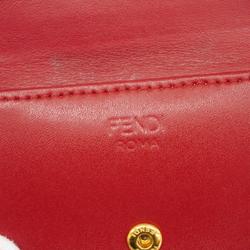 Fendi Tri-fold Wallet Monster Leather Red Women's