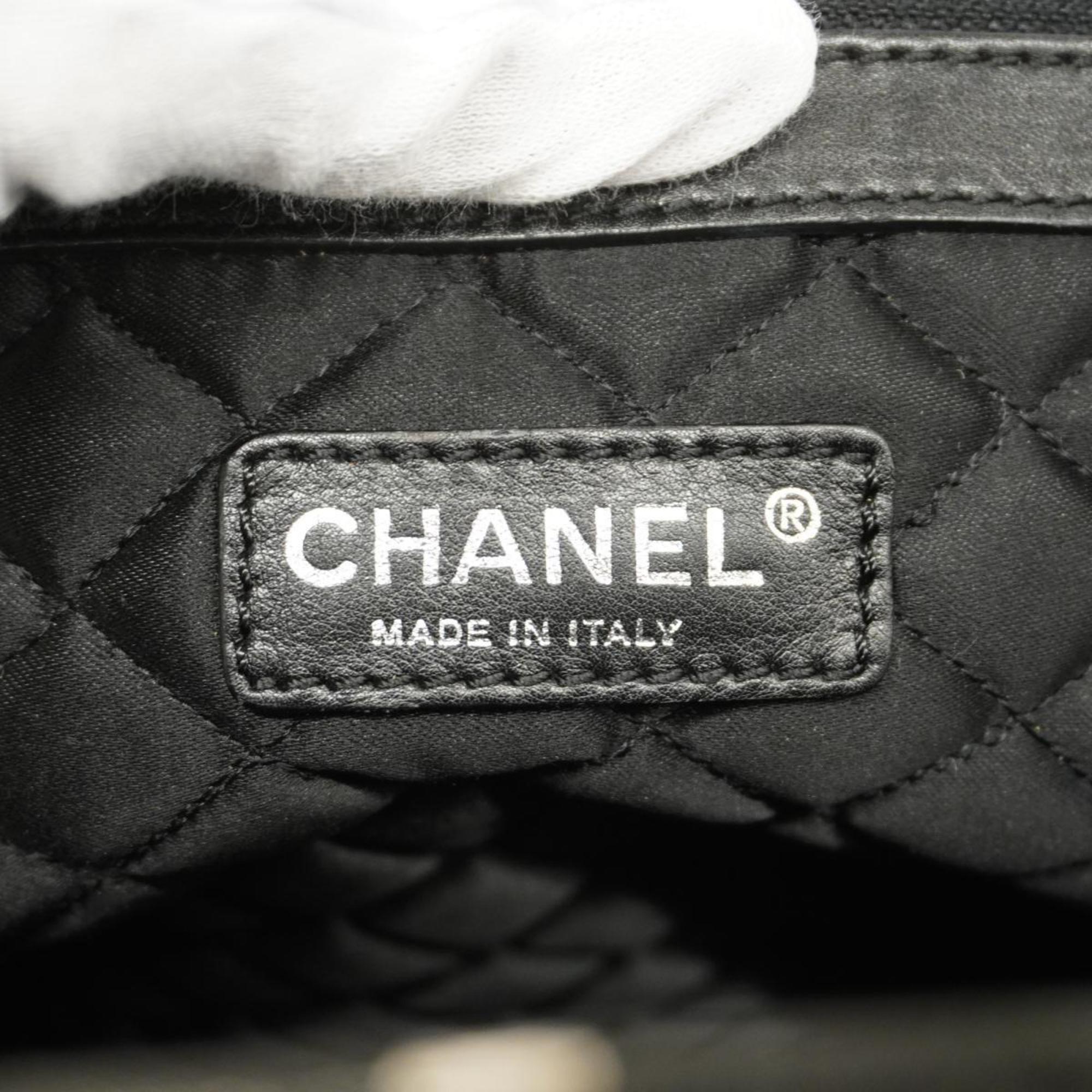 Chanel Shoulder Bag Chain Leather Black Women's