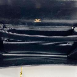 Celine Shoulder Bag, Carriage Hardware, Leather, Black, Women's