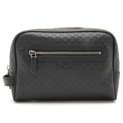 GUCCI Micro Guccissima Second Bag Clutch Handbag Leather Black 419775