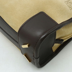 LOEWE Amazona 23 Anagram Handbag Boston Shoulder Bag Suede Leather Bicolor Beige Brown