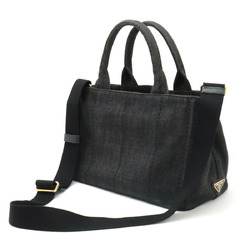 PRADA CANAPA Tote Bag Shoulder Denim NERO Black Purchased at a domestic boutique B2439G