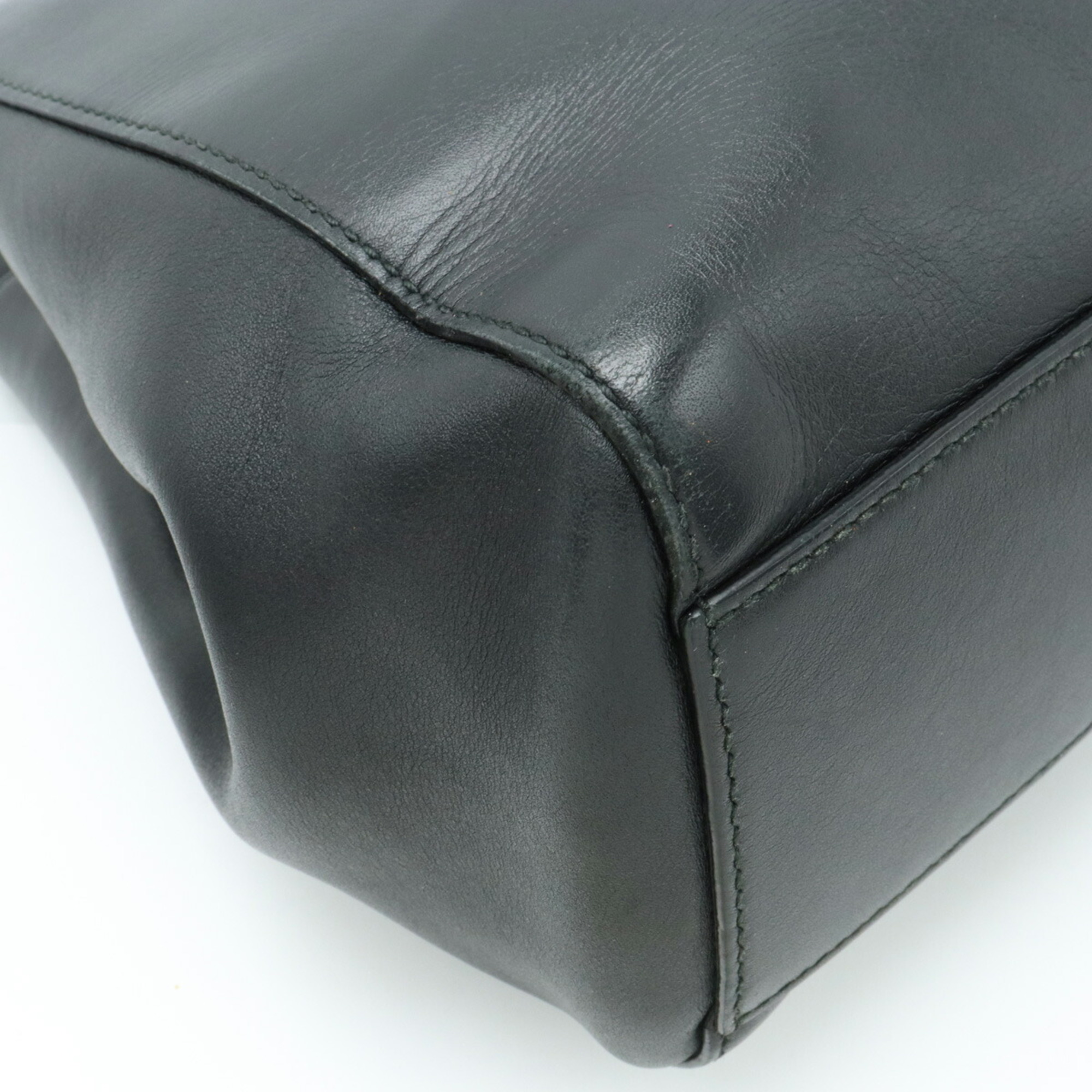 GUCCI Gucci Nimfair Bamboo Handbag Shoulder Bag Leather Faux Pearl Black 453766