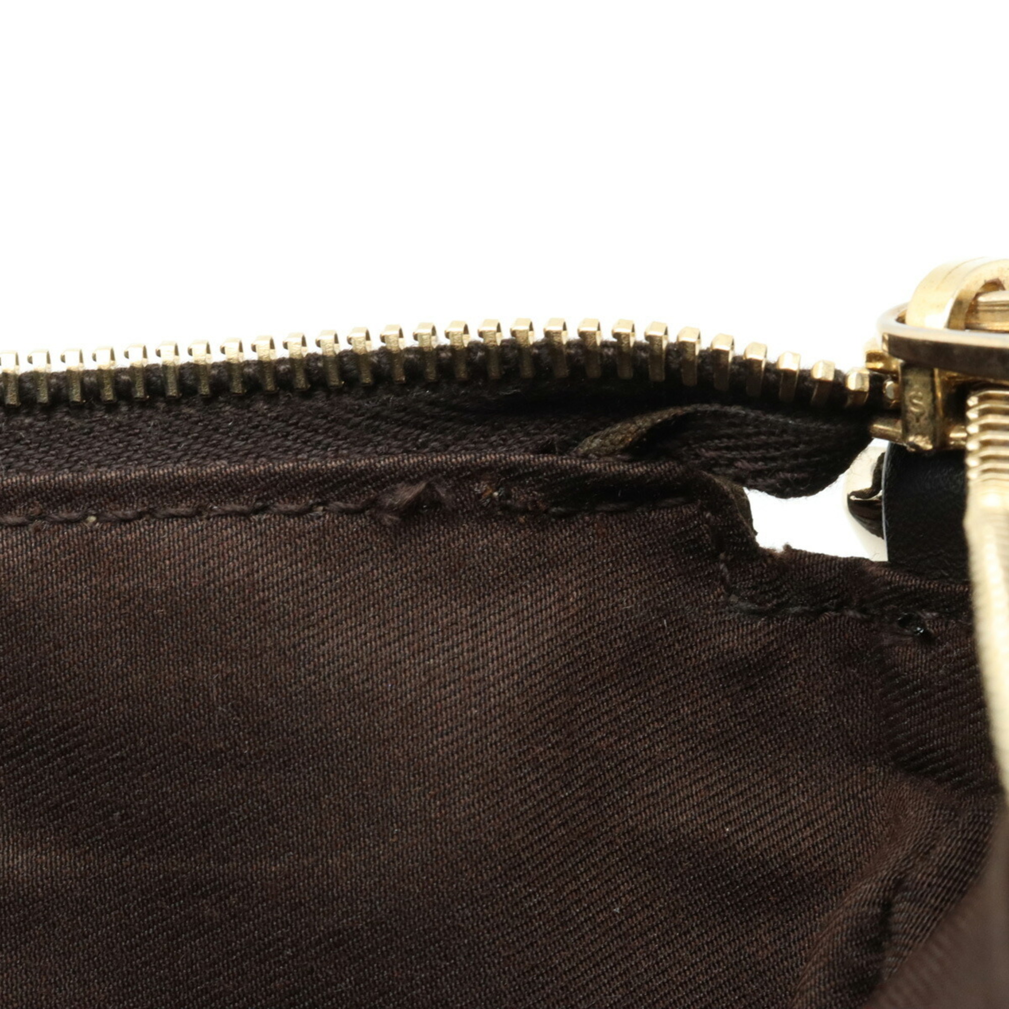 GUCCI GG Canvas Abby Shoulder Bag Leather Khaki Beige Dark Brown 203257