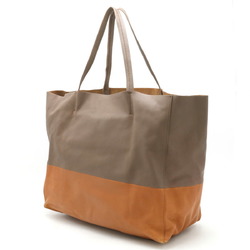 CELINE Horizontal Cabas Tote Bag Large Shoulder Leather Bicolor Mocha Brown Light
