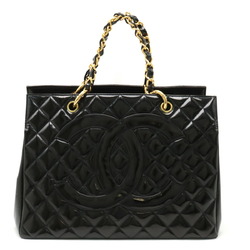 CHANEL Chanel Matelasse Coco Mark Chain Bag Tote Handbag Patent Leather Black