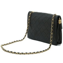 CHANEL Chanel Matelasse Coco Mark Tassel Chain Shoulder Bag Leather Black
