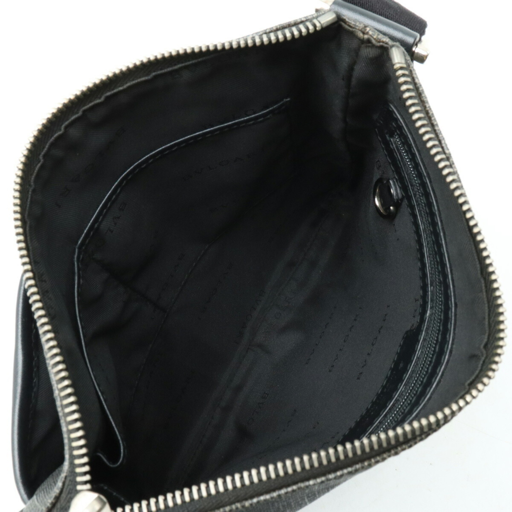BVLGARI Bulgari Weekend Shoulder Bag PVC Leather Dark Gray Black 32459