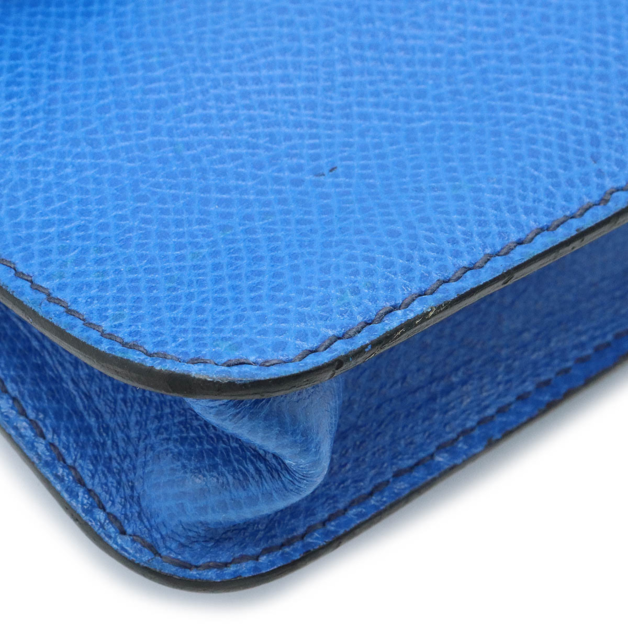 HERMES Hermes Pochette Green Waist Pouch Bag Cushvel Leather Blue ○T Engraved