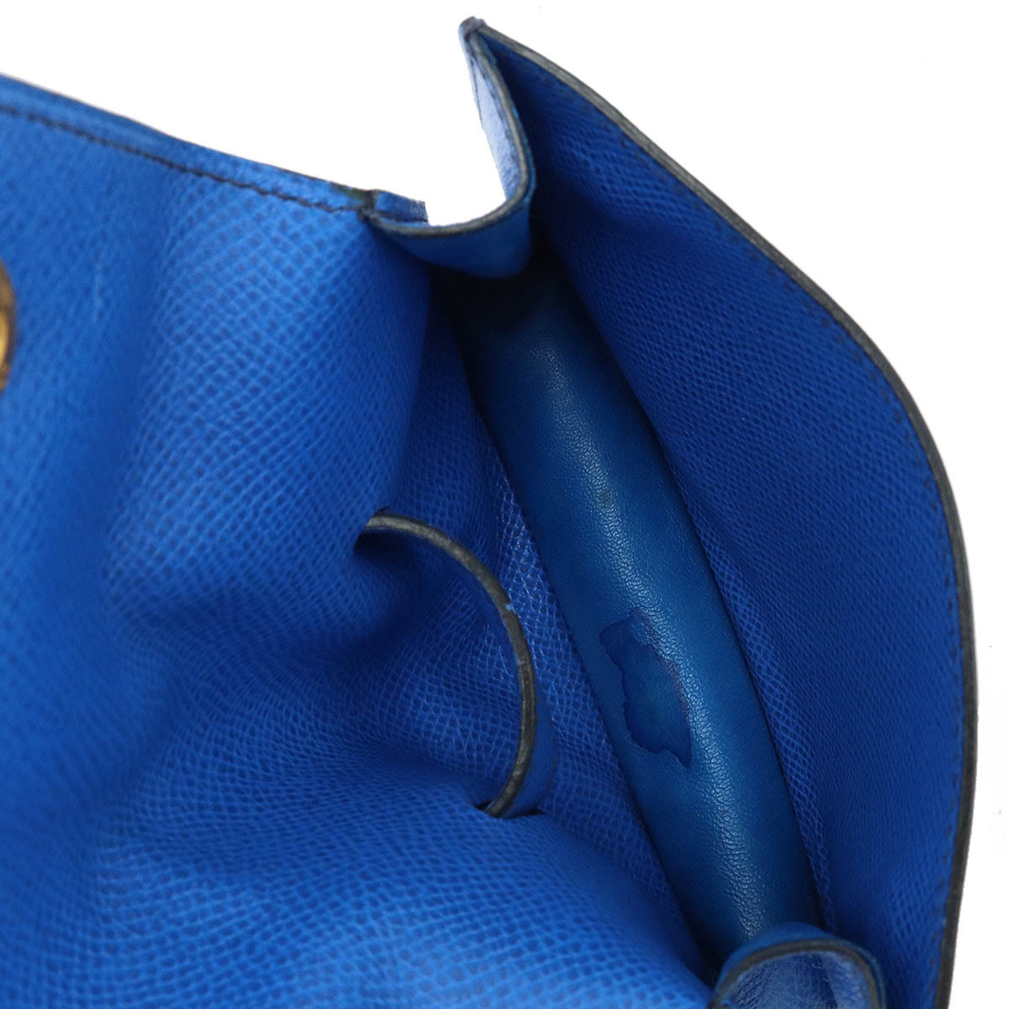 HERMES Hermes Pochette Green Waist Pouch Bag Cushvel Leather Blue ○T Engraved
