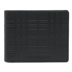 BURBERRY Burberry embossed check bi-fold wallet leather black 80493141