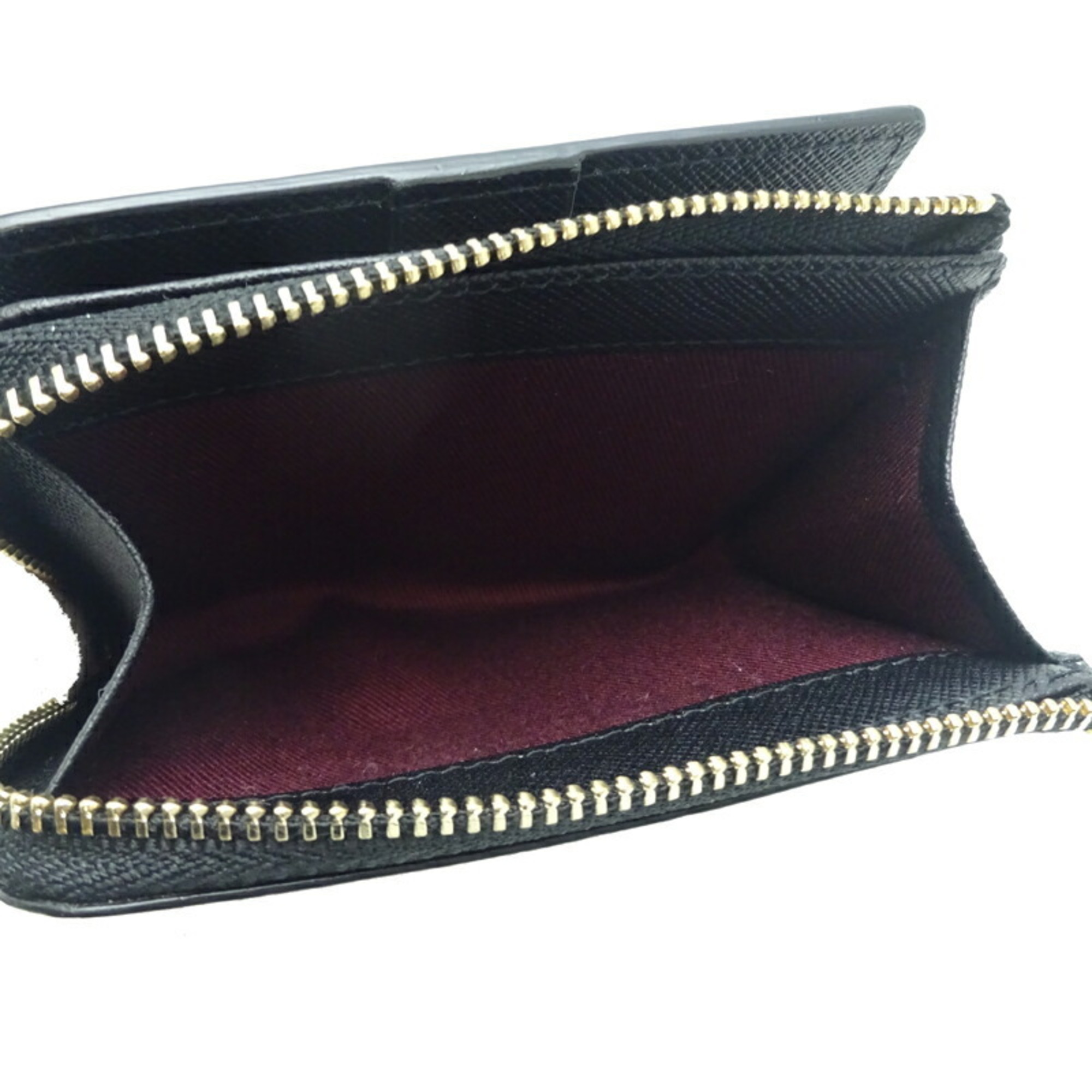 Paul Smith Zip Straw Grain Key Case for Women and Men, Coin Case, PSC781, Leather, Black