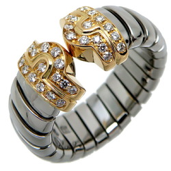 Bvlgari #M Parentesi Tubogas Diamond Women's/Men's Ring, 750 Yellow Gold, Size 14